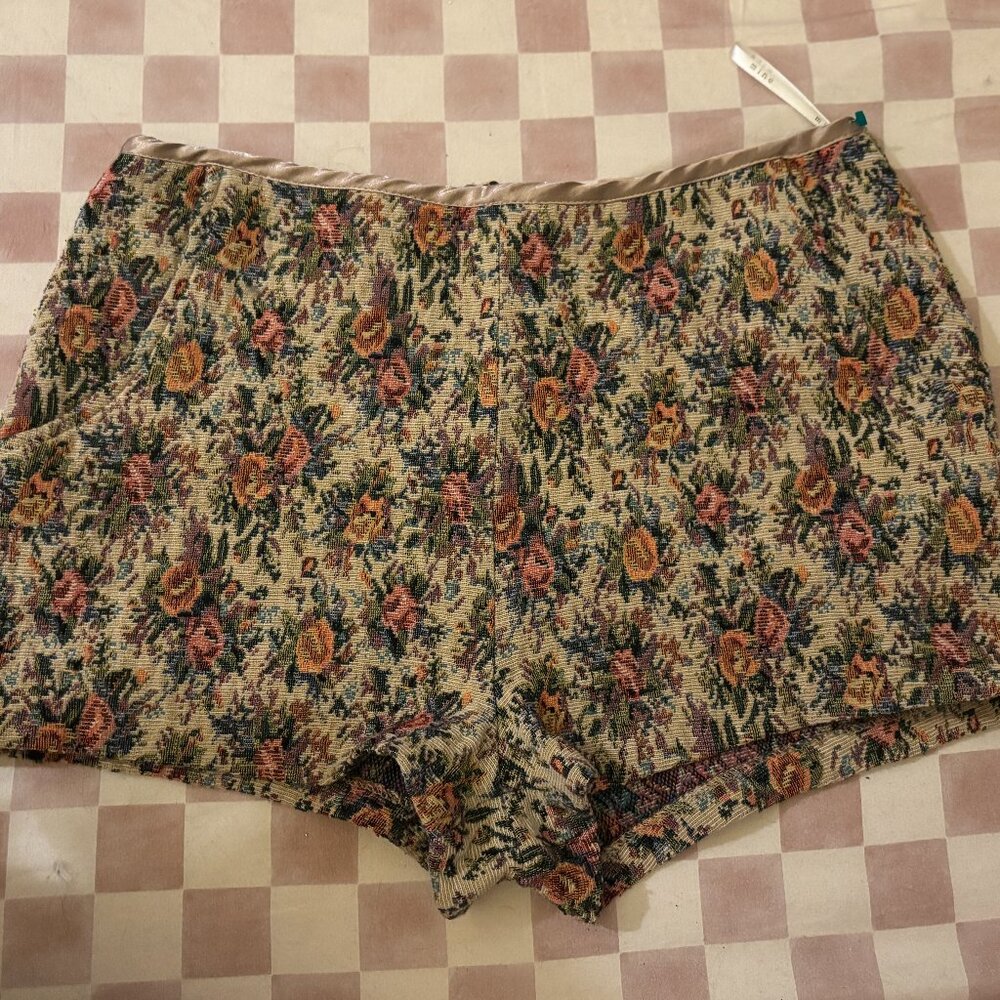 Vintage Floral Tapestry High Waisted Shorts